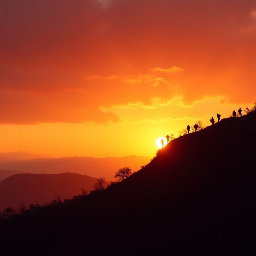 Sunset Hike Silhouette
